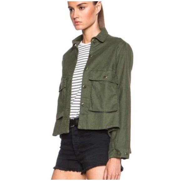THE GREAT The Swingy Army Canvas‎ Jacket Green Japanese Twill Size 1 - Picture 3 of 10